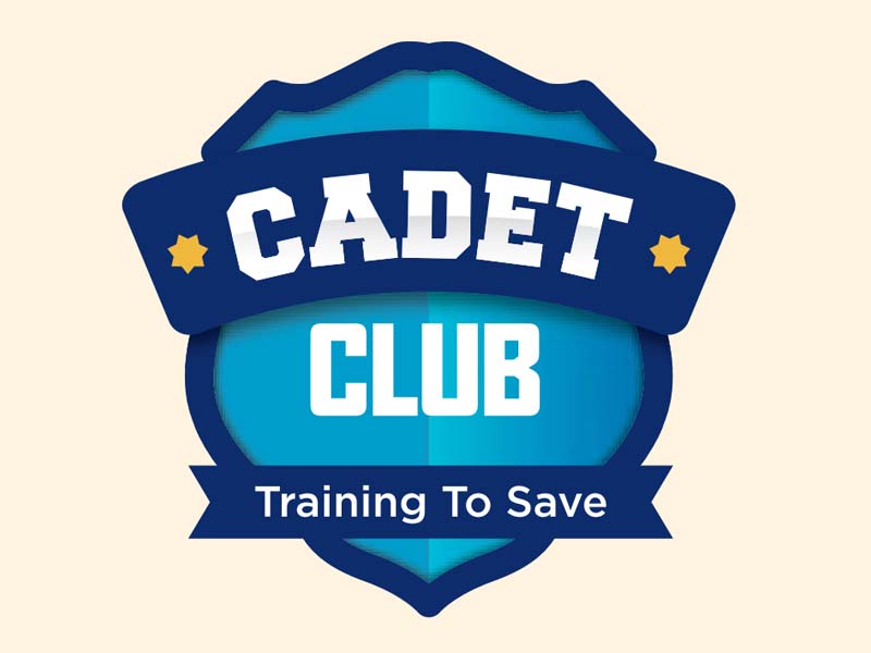 Cadet club in blue and Training to Save in white